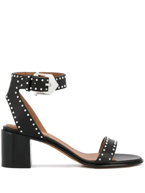 black leather studded sandals
