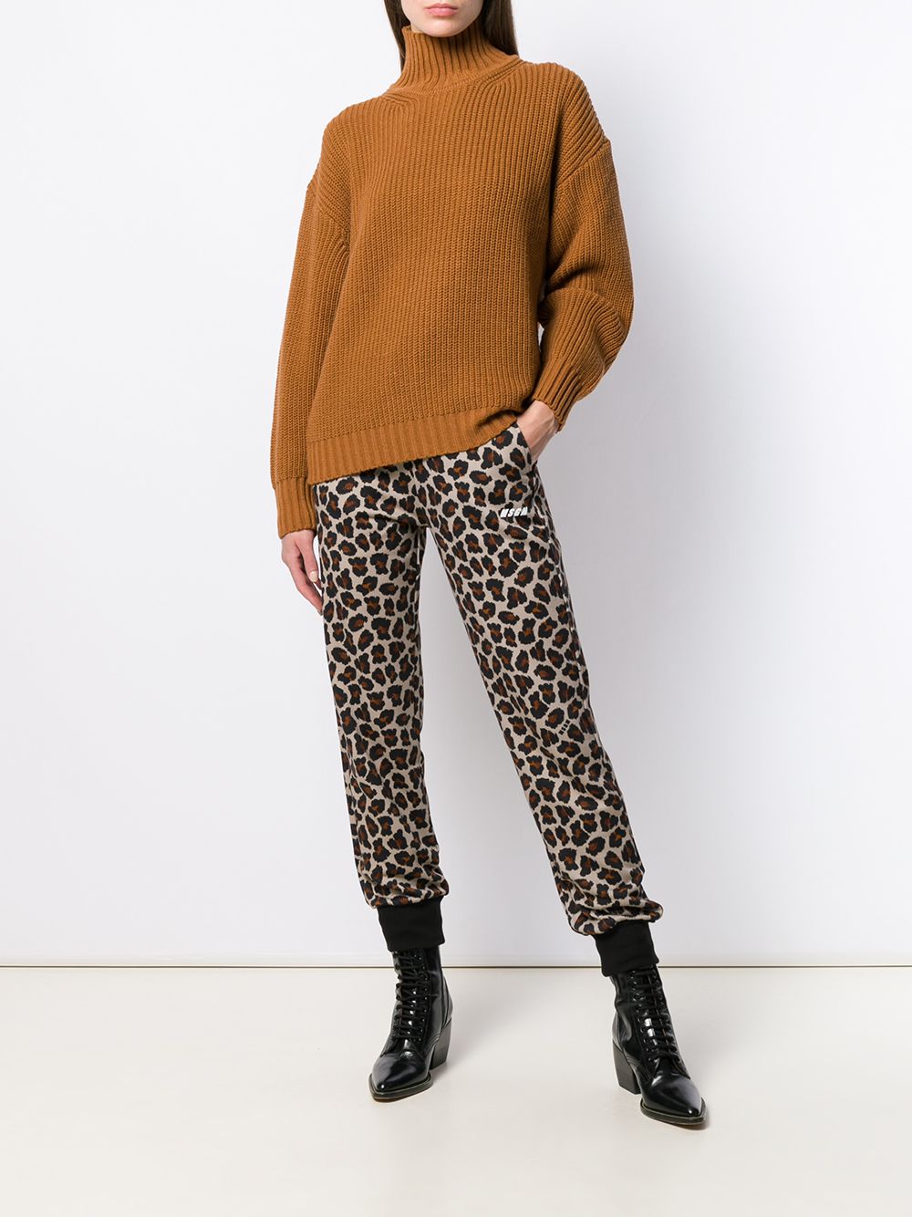 MSGM Geribbelde coltrui - Bruin