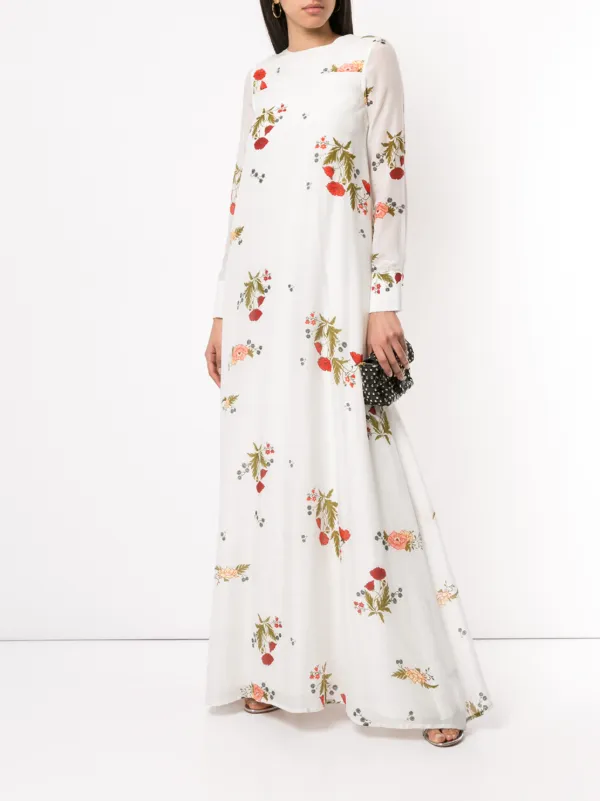 Macgraw Soiree Floral Print Dress | White | FARFETCH