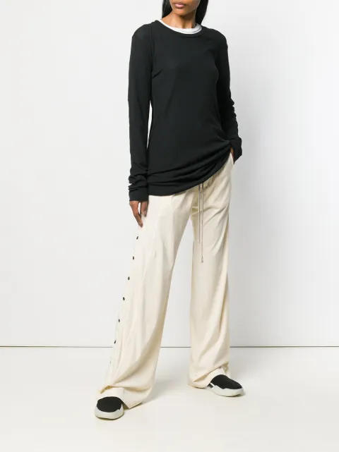RICK OWENS DRKSHDW SNAP-BUTTON OVERSIZED TRACK PANTS