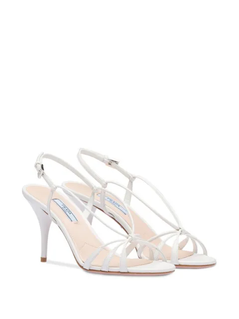 white leather prada sandals