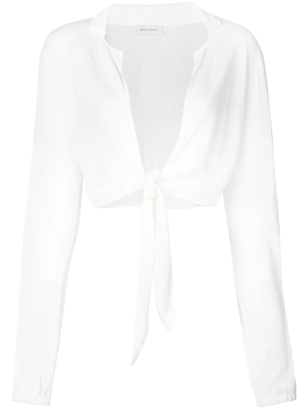Beau Souci Tops BEAU SOUCI CROPPED TIE BLOUSE - WHITE