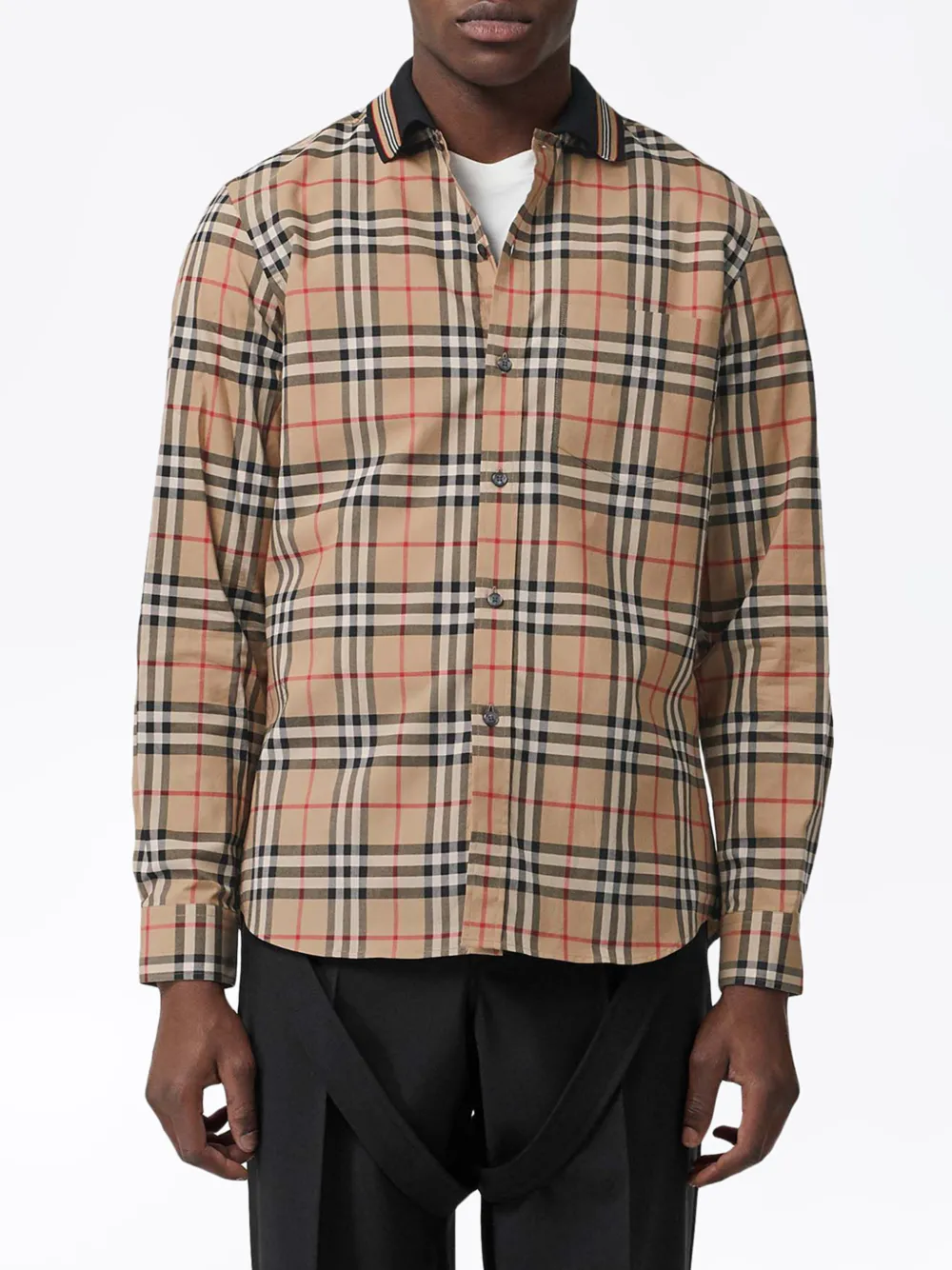 vintage check and icon stripe cotton shirt dress