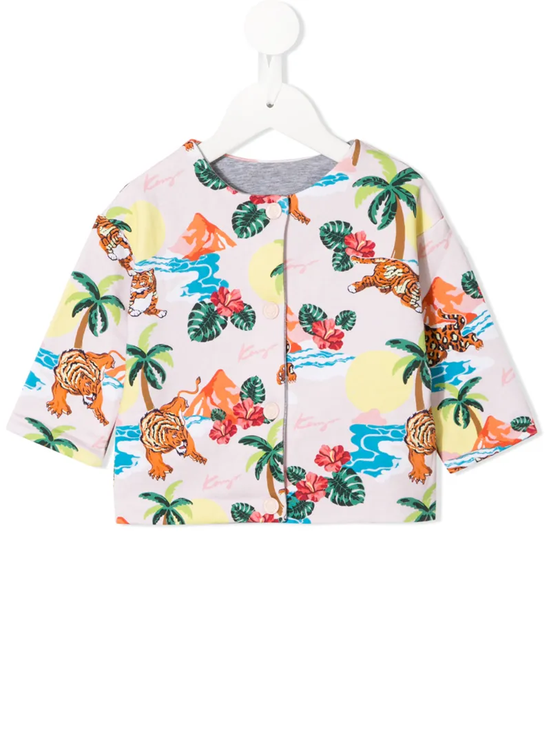 Kenzo Kids двухсторонний кардиган с принтом