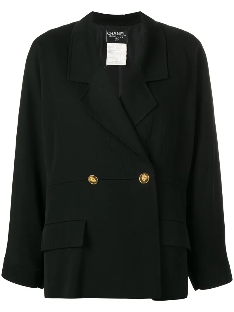 Chanel Vintage габардиновый блейзер оверсайз