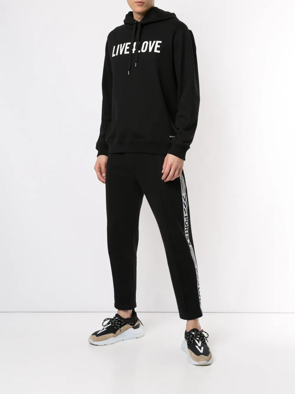  Ports V Kapuzenpullover Mit Slogan   Schwarz 