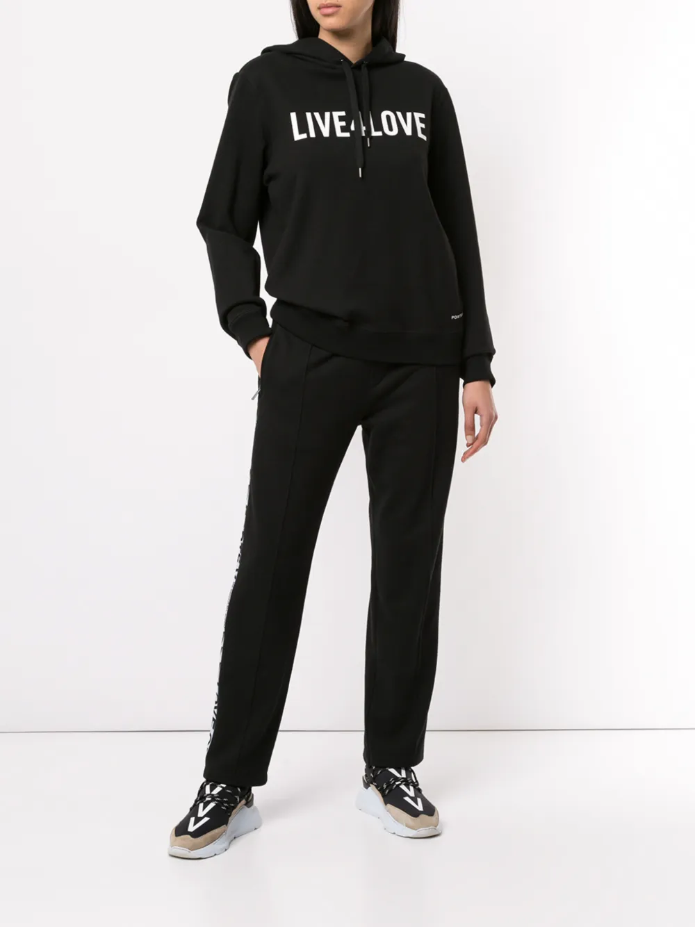  Ports V Kapuzenpullover Mit Slogan   Schwarz 