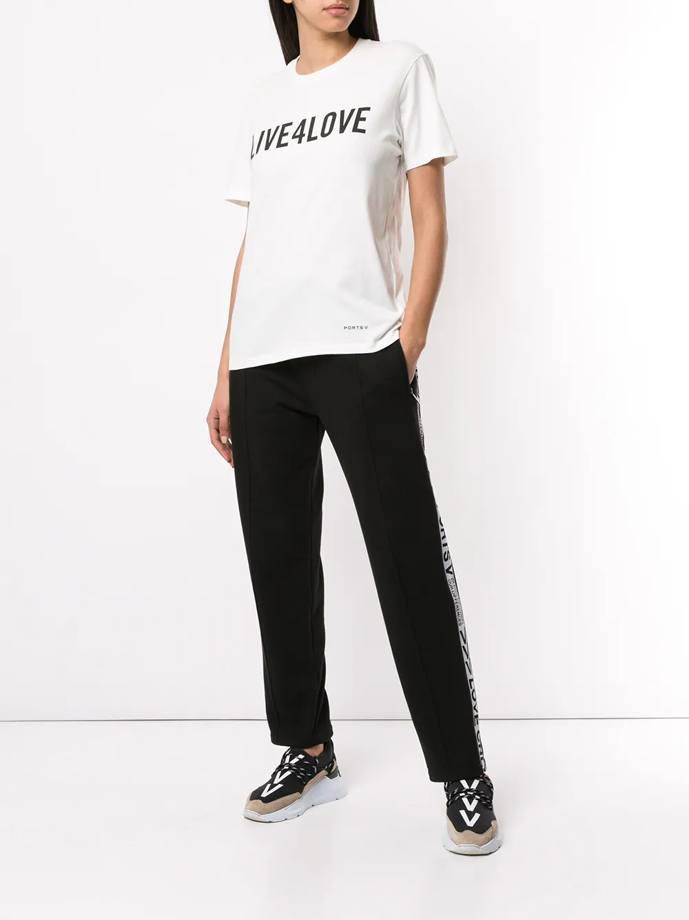 Ports V T-shirt met slogan Wit