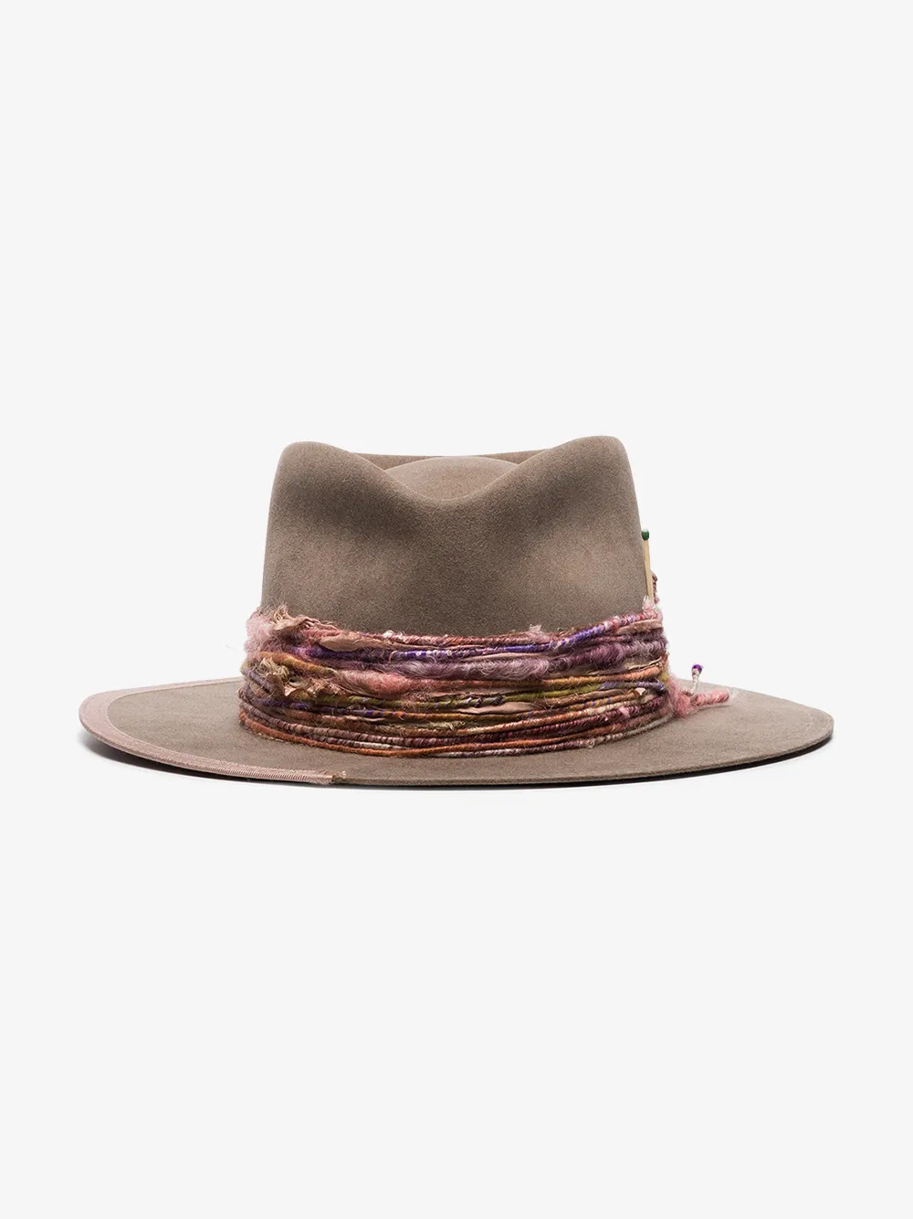 Nick Fouquet Hats NICK FOUQUET GREY RIBBON-TRIMMED FEDORA HAT
