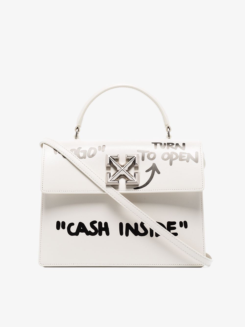 OFF-WHITE OFF-WHITE WHITE JITNEY 2.8 CASH INSIDE LEATHER BAG