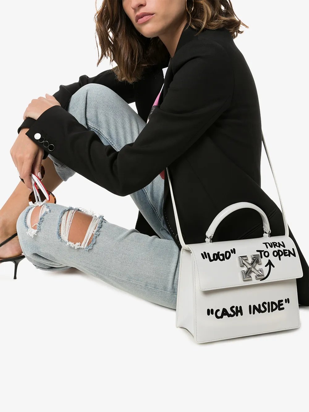 OFF-WHITE OFF-WHITE WHITE JITNEY 2.8 CASH INSIDE LEATHER BAG