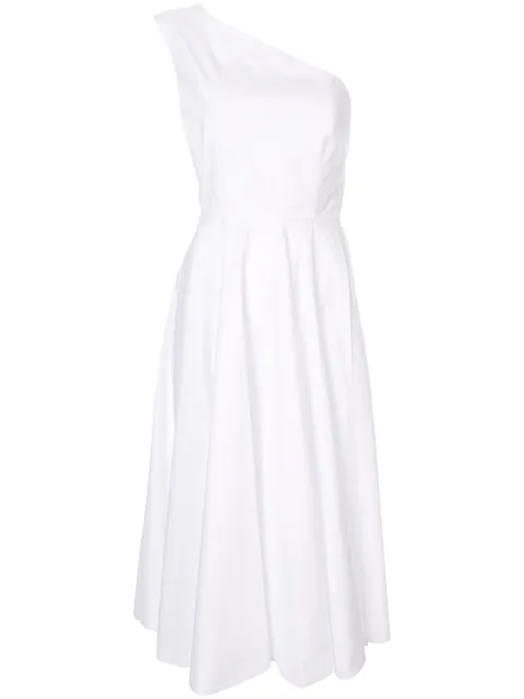 Click to view more detailed imagery on our partner's website Rosetta Getty One-Shoulder Pleated Cotton-Poplin Midi Dress In White