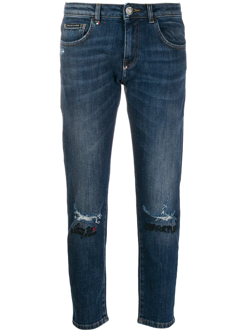 Philipp Plein Gerade Jeans mit Stickerei - Blau