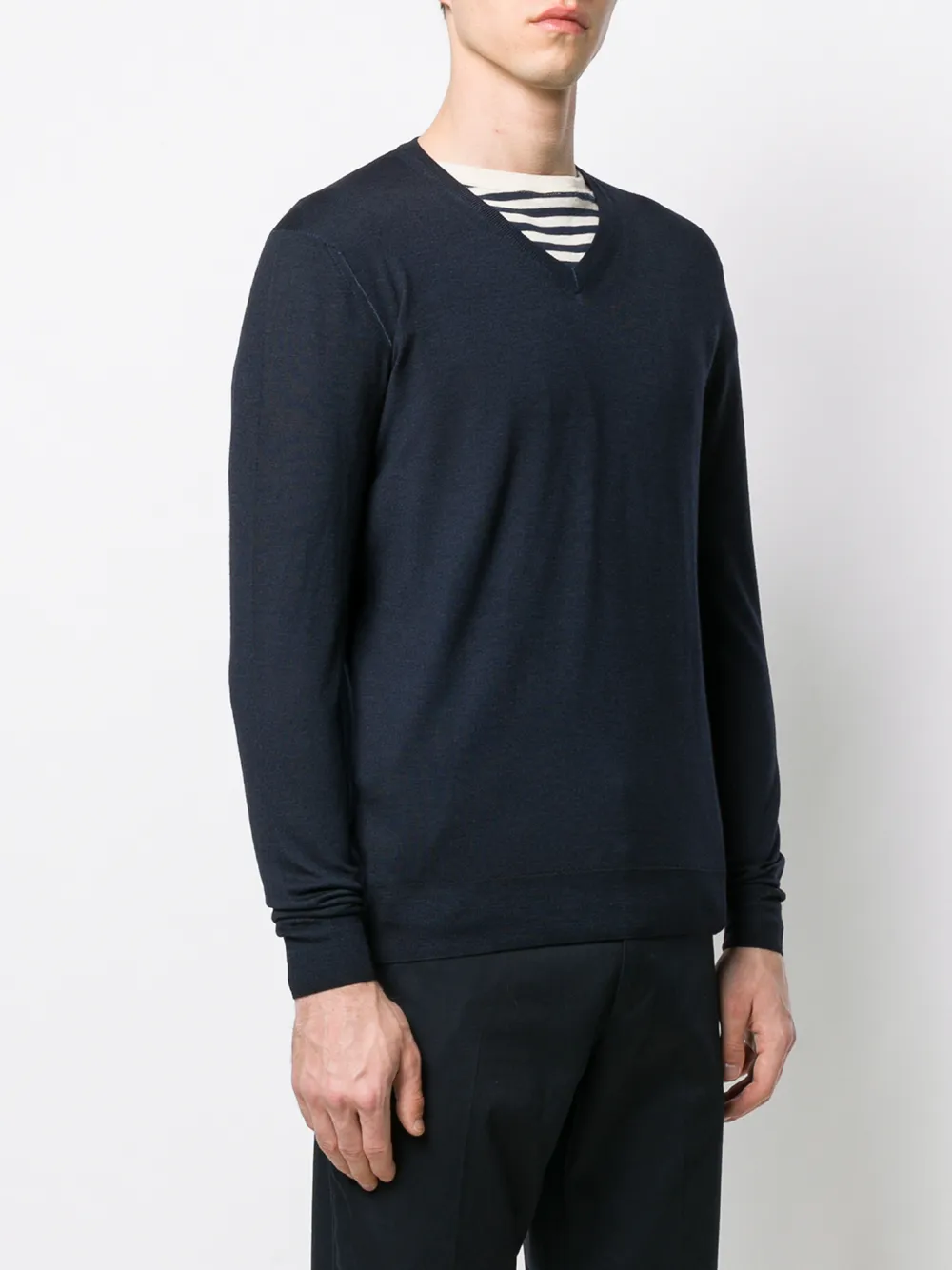  Drumohr Pullover Mit V Ausschnitt   Blau 