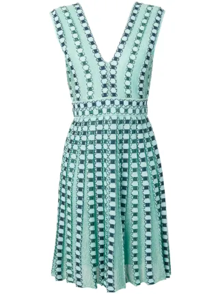 embroidered pleated midi dress