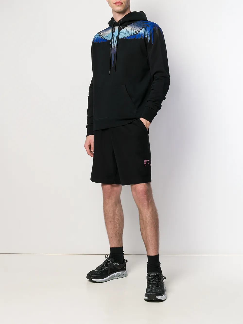 COUNTY OF MILAN Hoodie met vleugelprint Zwart