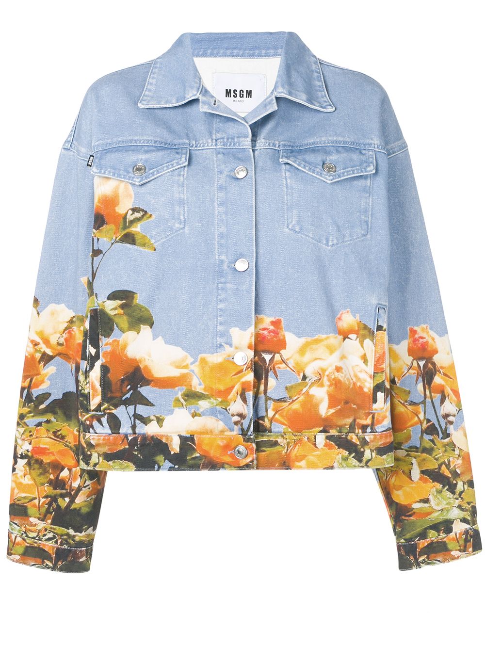 фото MSGM джинсовая куртка с цветочным принтом