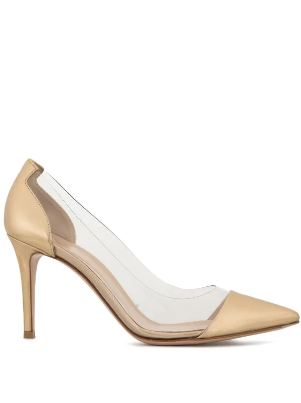 gianvito rossi gold plexi pumps