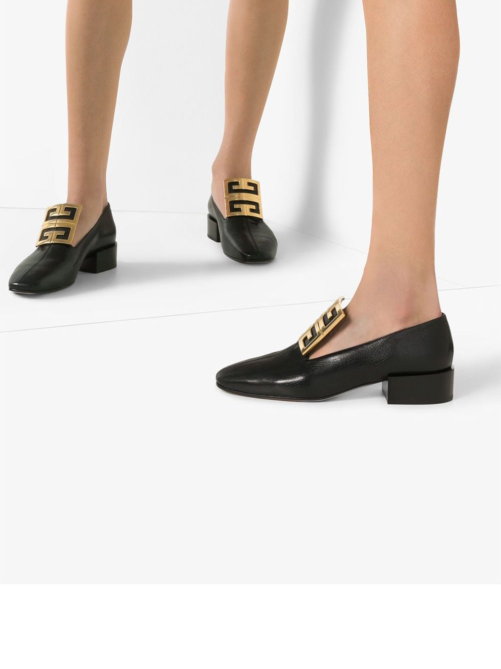 Shop black Givenchy 4G buckled loafers 