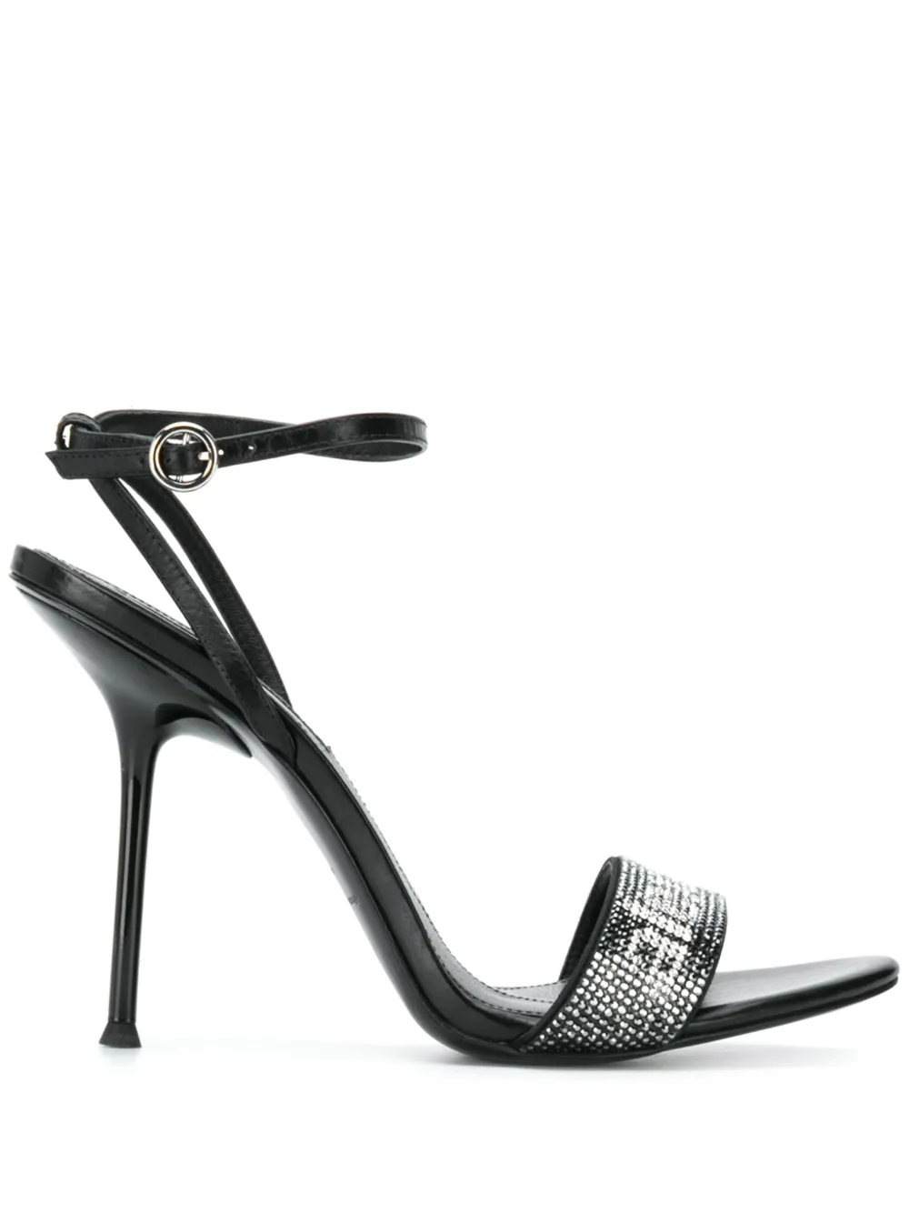 Alexander Wang Jane Crystal Logo-embellished Leather Sandals In 001 Black