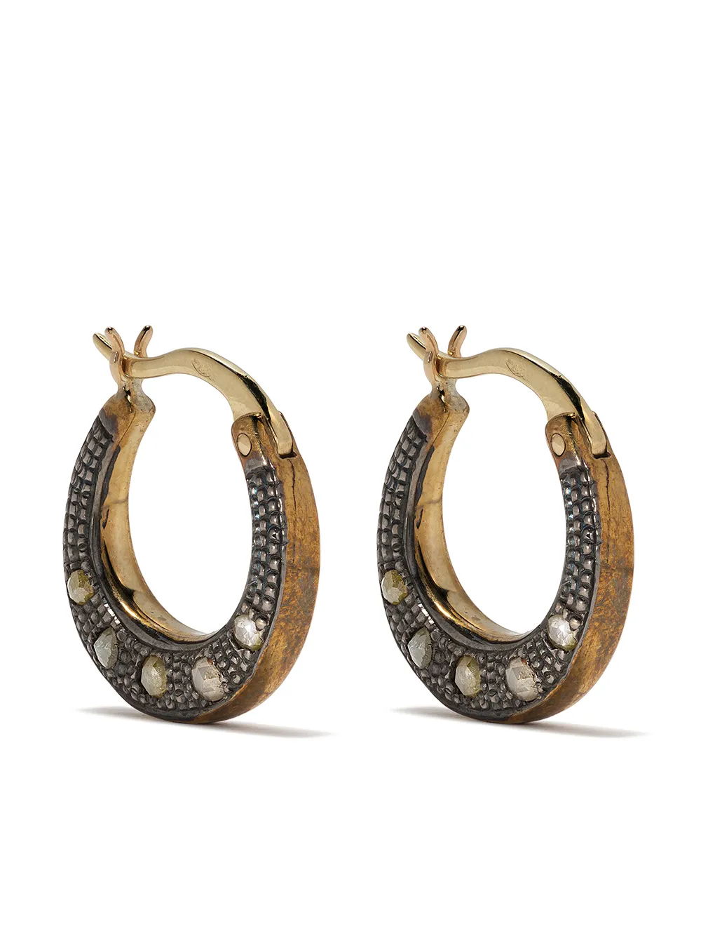 

Hunrod aretes de aro con diamantes en oro amarillo de 18 kt - BRONZE