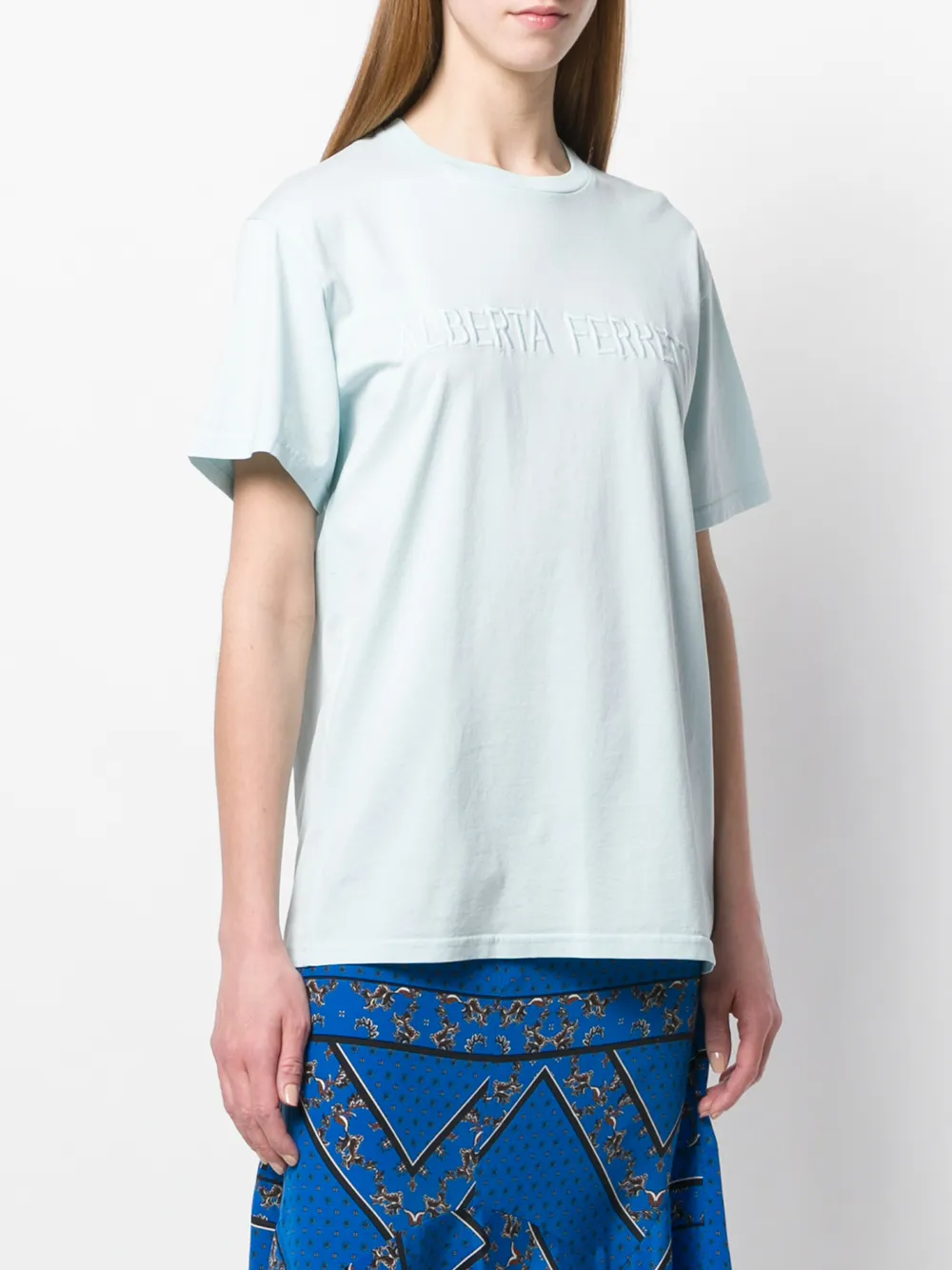  Alberta Ferretti T Shirt Mit Logo   Blau 