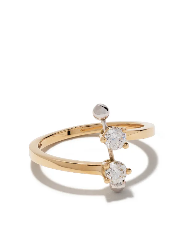 Delfina Delettrez 18kt Yellow Gold Two In One Diamond Ring - Farfetch