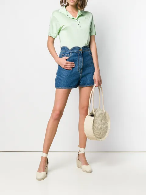 CourrÈGes Satin-Jersey Polo Shirt In Green