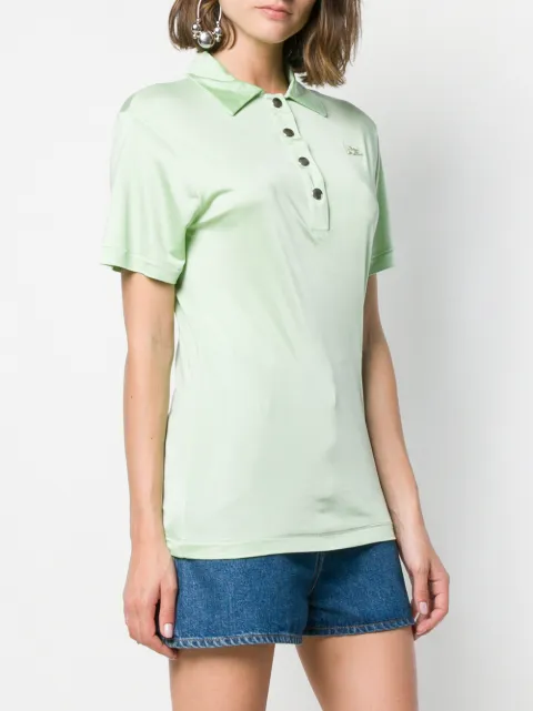 CourrÈGes Satin-Jersey Polo Shirt In Green