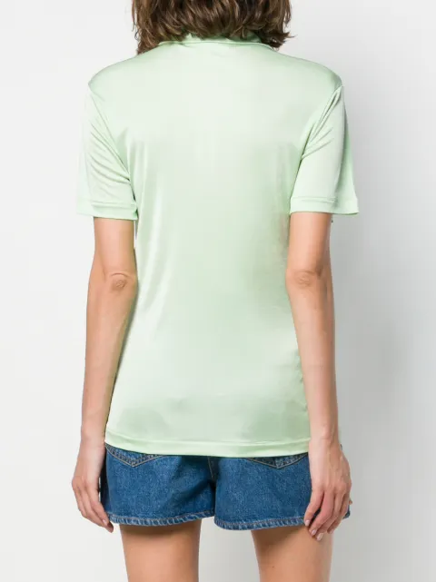 CourrÈGes Satin-Jersey Polo Shirt In Green