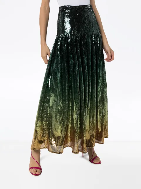 MARY KATRANTZOU CLEMENT OMBRÉ SEQUINED SKIRT