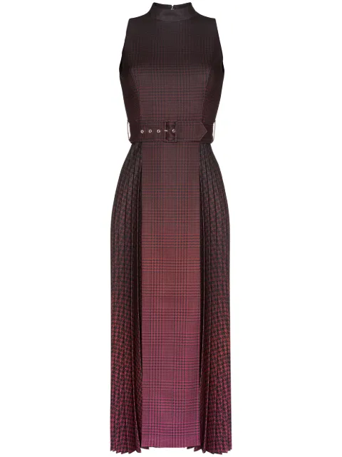 MARY KATRANTZOU JULIA PLEATED CHECKED MIDI