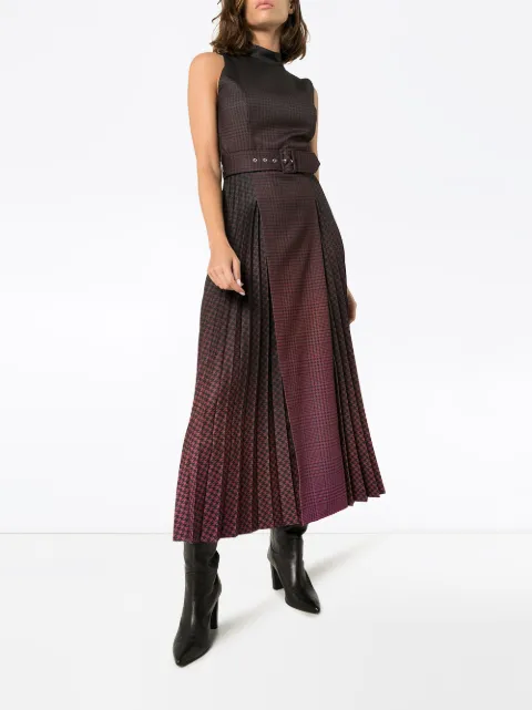 MARY KATRANTZOU JULIA PLEATED CHECKED MIDI