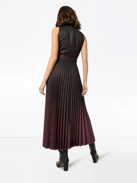 MARY KATRANTZOU JULIA PLEATED CHECKED MIDI