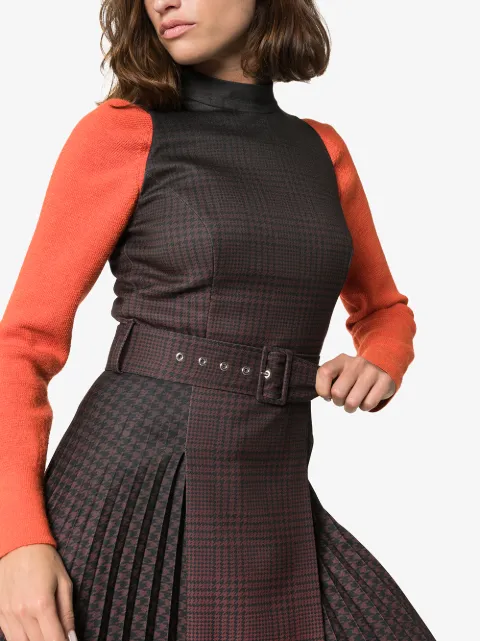 MARY KATRANTZOU JULIA PLEATED CHECKED MIDI