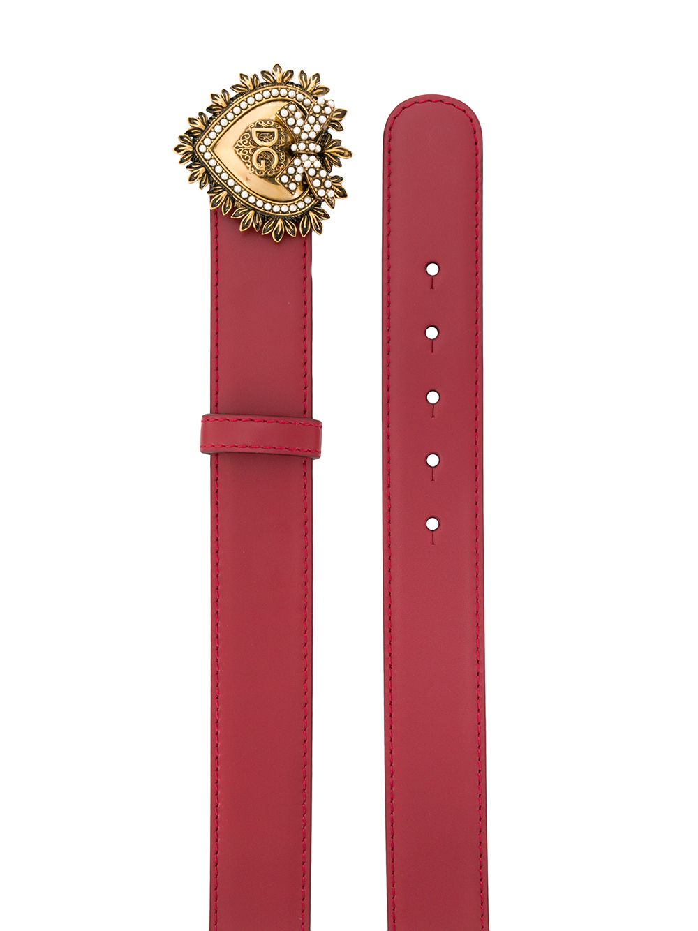Shop Dolce & Gabbana Devotion Buckle Belt In Red