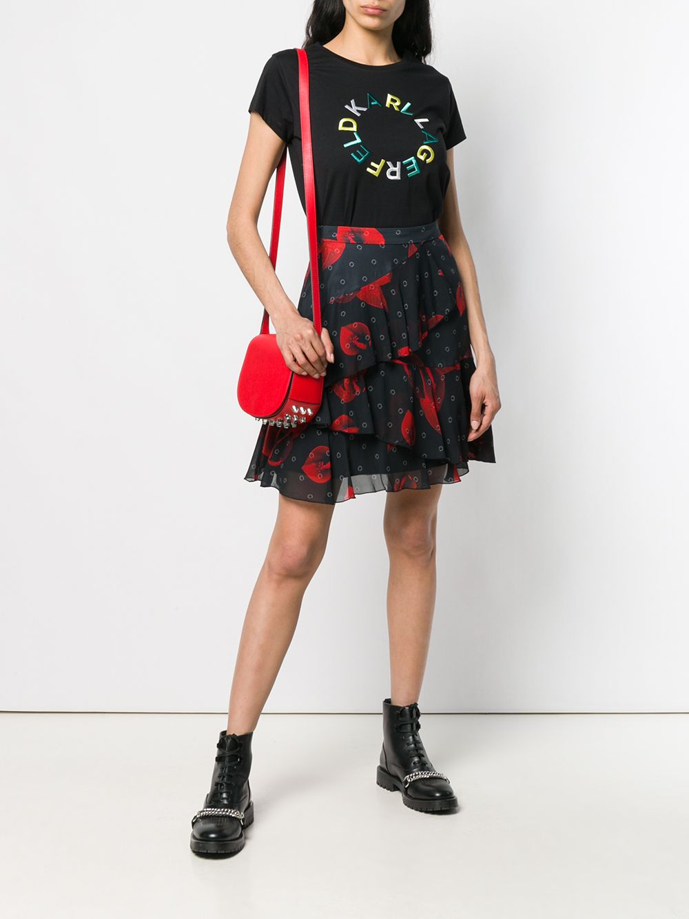 фото Karl Lagerfeld юбка с цветочным принтом и оборками