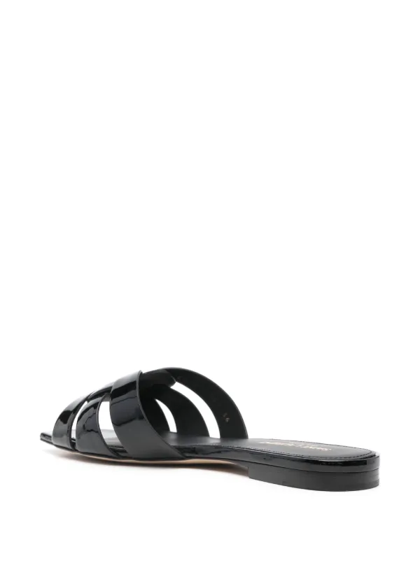 【Saint Laurent】TRIBUTE 05 FLAT S◆571952BZC00 Tribute Nu Pieds 05 leather sandals in black - Saint Laurent