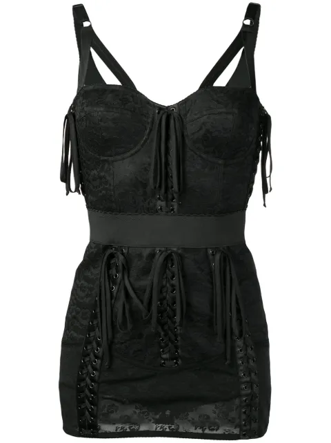 Click to view more detailed imagery on our partner's website Dolce & Gabbana Black Textile Bustier Embroidered Mini Dress In N0000 Black