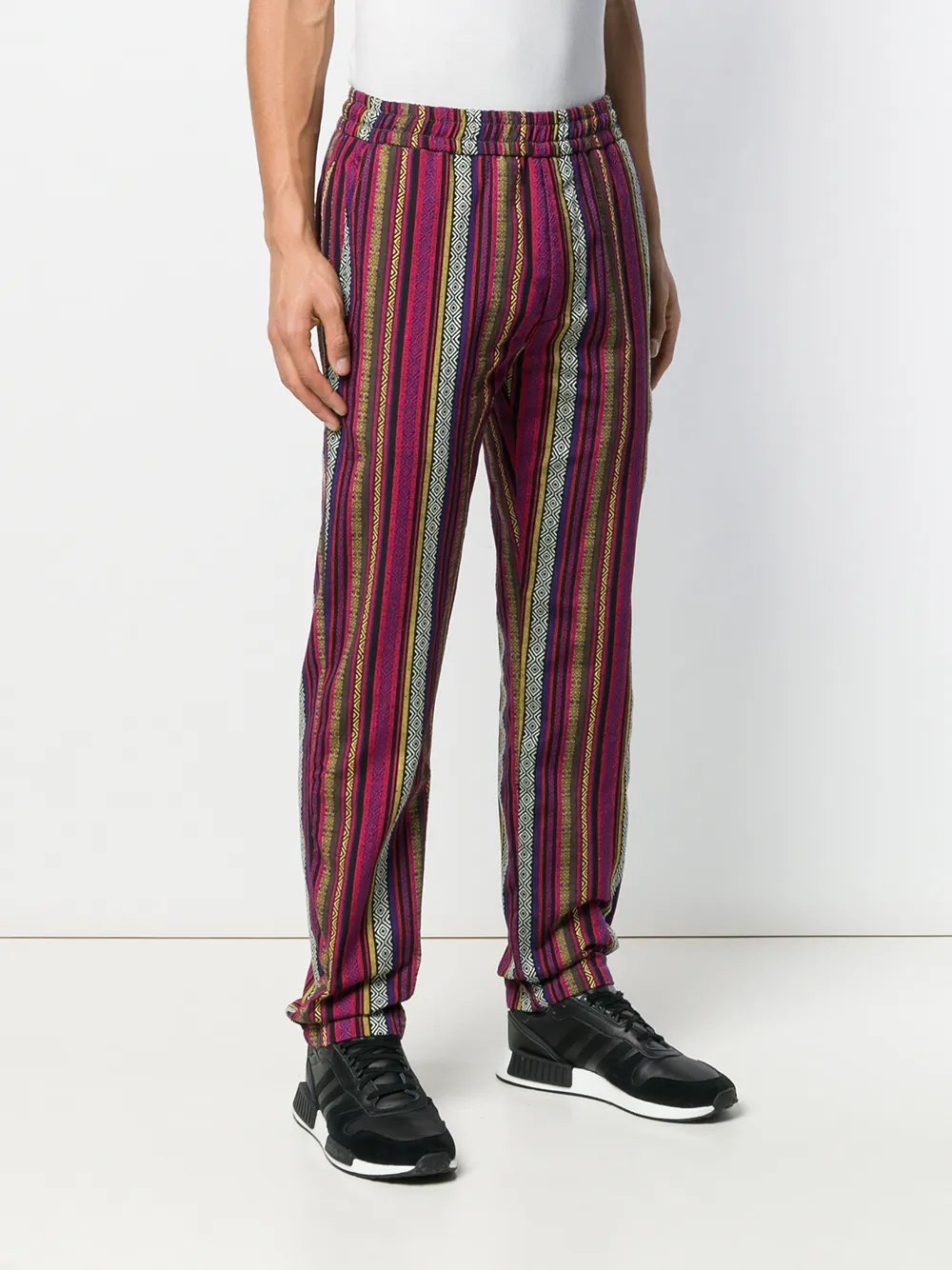  Paura Striped Straight Leg Trousers   Rot 