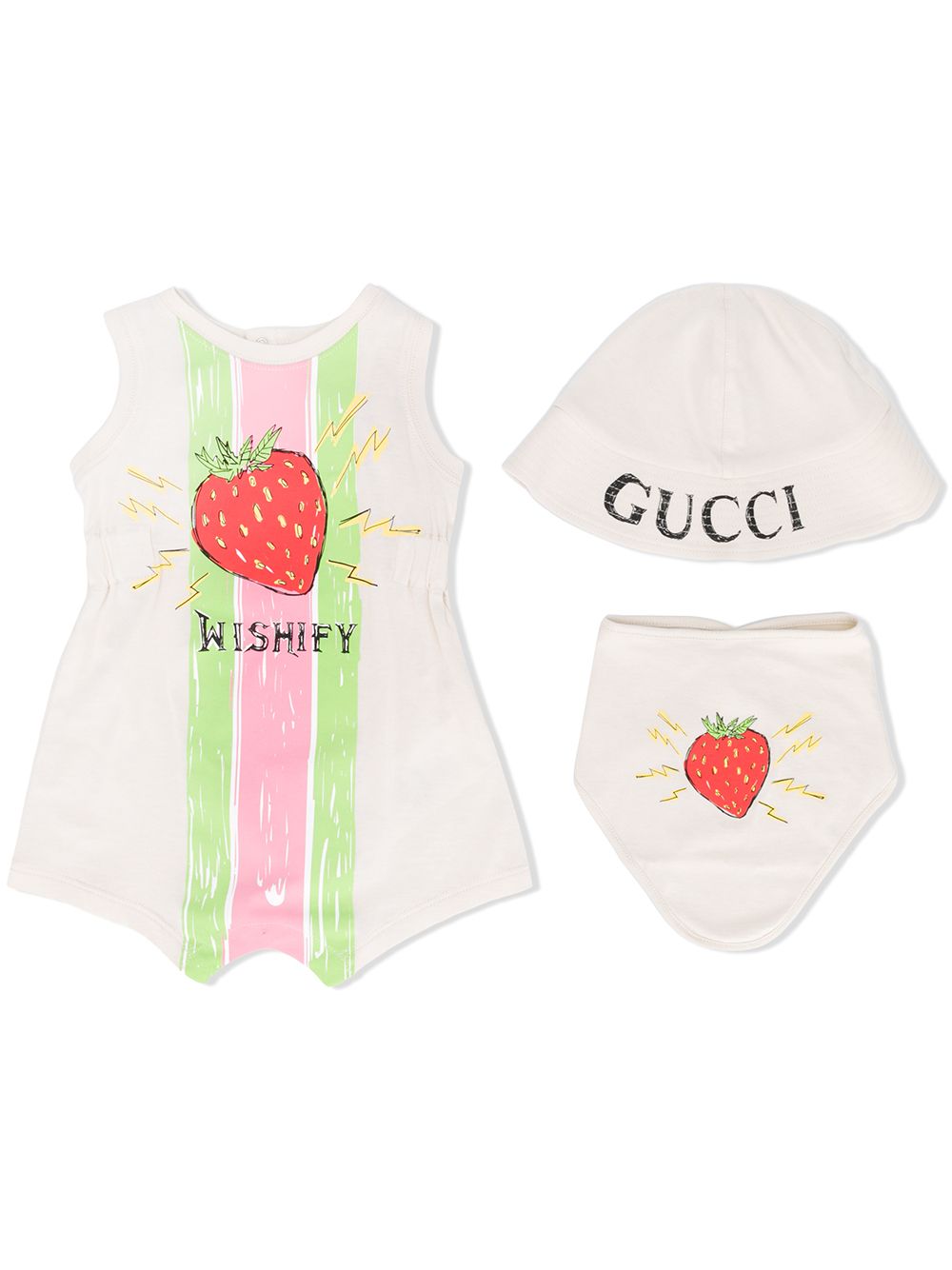 Gucci Kids Strawberry Print Playsuit Farfetch