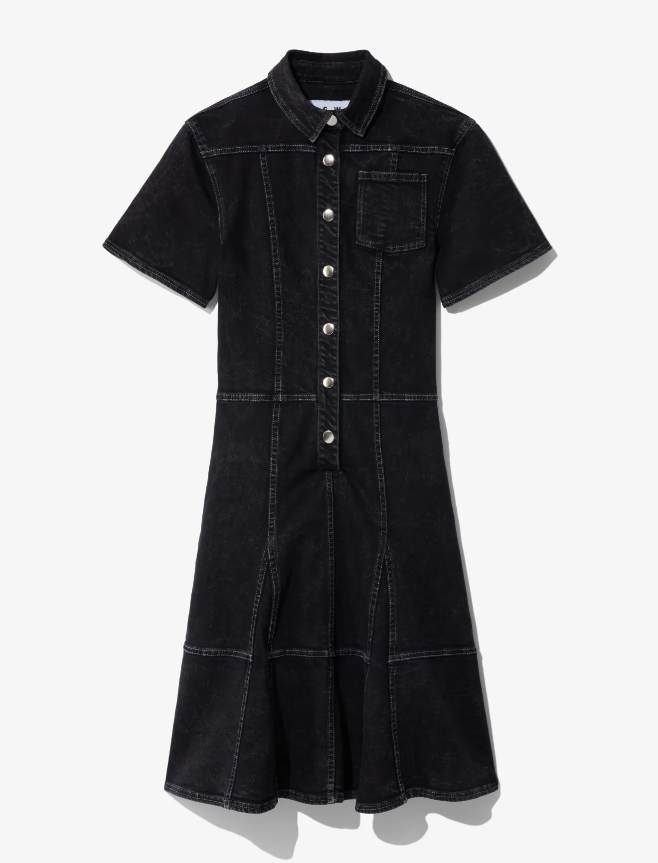 Washed Denim Short Sleeve Dress in 
