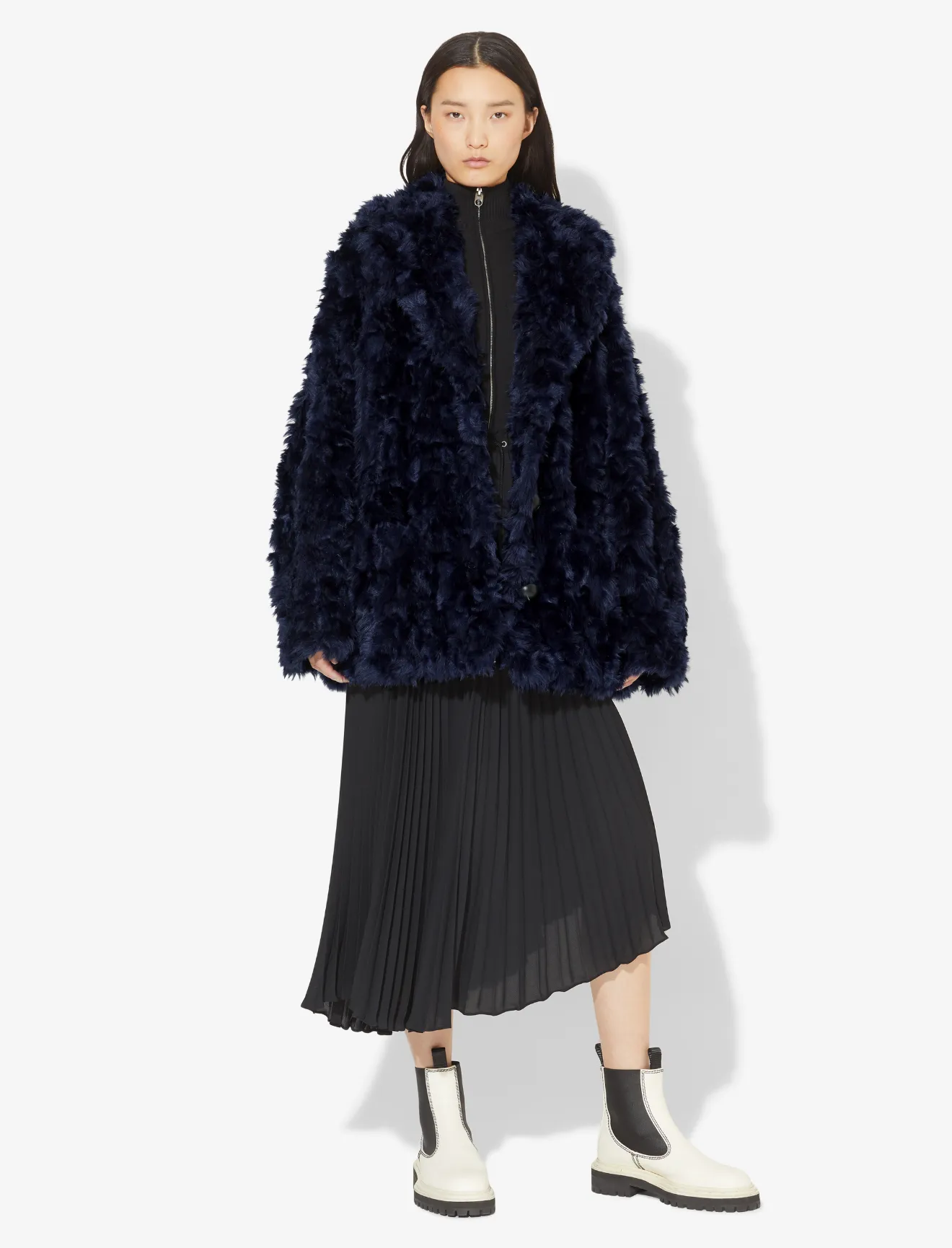Faux Shearling Coat in blue | Proenza 