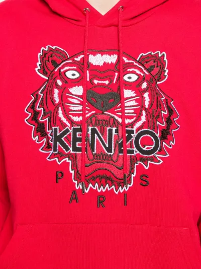 Kenzo embroidered tiger hoodie red | MODES