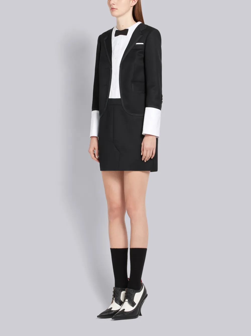 THOM BROWNE THOM BROWNE TROMPE L'OEIL TUXEDO MINI DRESS,FDSA96B0015513906777