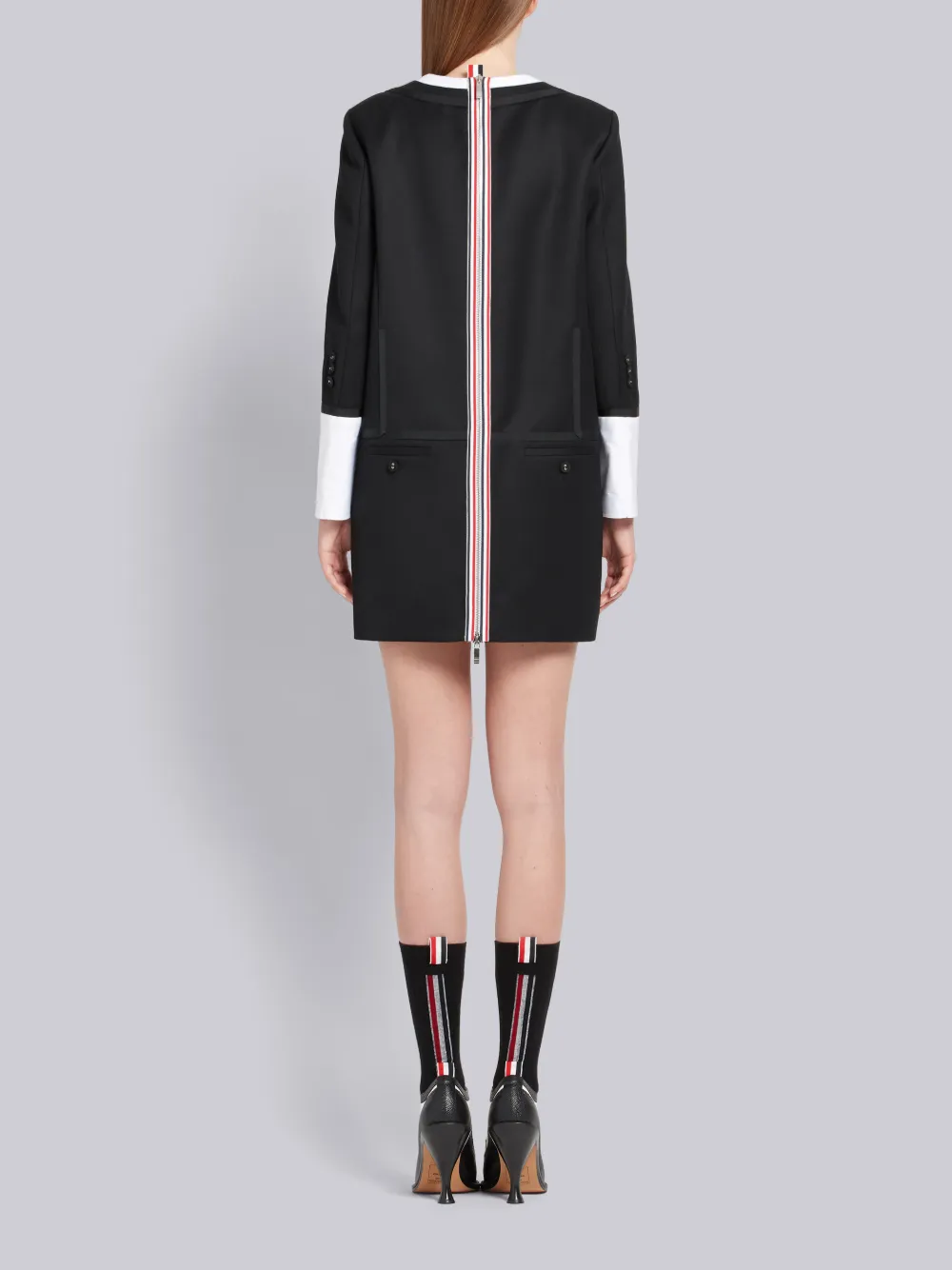 THOM BROWNE THOM BROWNE TROMPE L'OEIL TUXEDO MINI DRESS,FDSA96B0015513906777