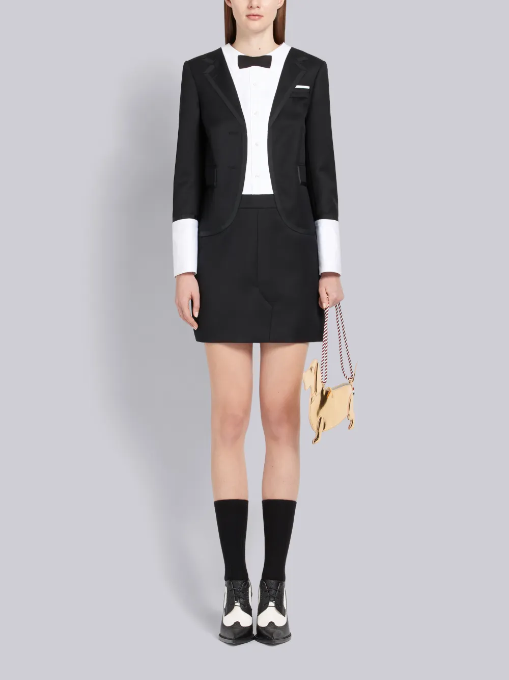 THOM BROWNE THOM BROWNE TROMPE L'OEIL TUXEDO MINI DRESS,FDSA96B0015513906777