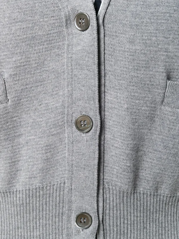 美品 THOM BROWNE 4BAR カーディガン 40 グレー イタリア製 Thom Browne 4BAR Vネックカーディガン | グレー | FARFETCH JP