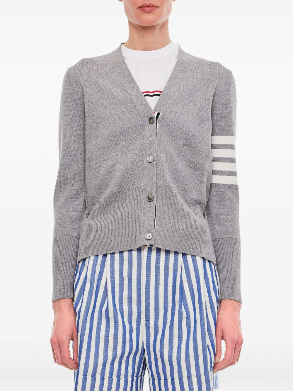 Thom Browne كارديغان مزين بأربعة خطوط | رمادي | Image 1
