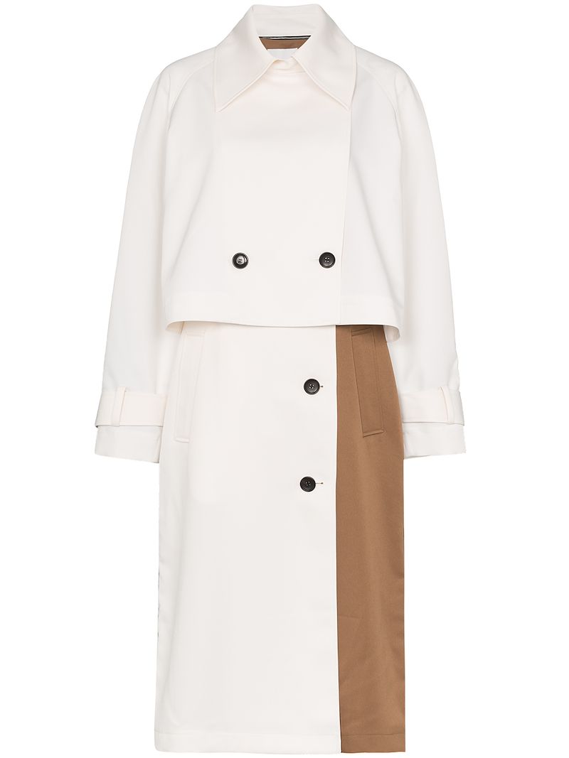 Tibi Coats TIBI COLOUR-BLOCK DETACHABLE TRENCH COAT - NEUTRALS